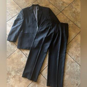 Chaps Men’s Black Wool Pinstripe Suit | 42R 36x30
